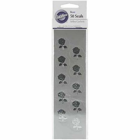 Wilton Envelope Decorating Seals, Silver Rose 50 ct. 1008-2333