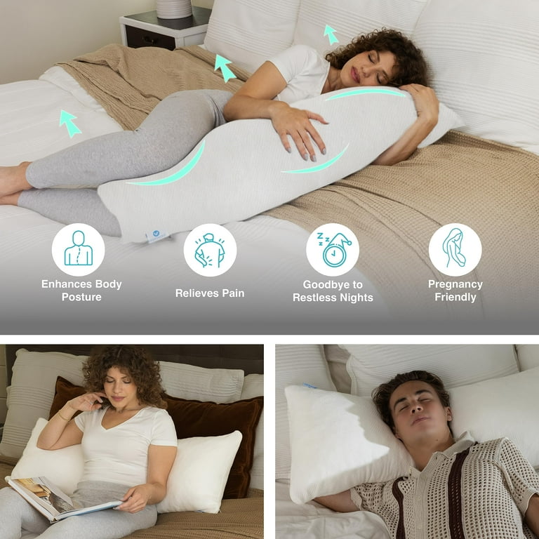 Memory Foam Body Pillow- For Side Sleepers, Back Pain, Pregnant