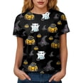 thumbnail image 5 of CAICJ98 Halloween T-Shirts for Women Cute Fall Shirt Funny Print Letter Autumn Festival Short Sleeve Tee Tops Women’s Halloween Shirt (Black,5XL), 5 of 8