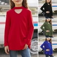 thumbnail image 2 of XBASW 4-13T Girls Solid Color T-Shirt Basic Long Sleeve Tees Spring Fall Crewneck Pullover Tops for Kids Toddler Teen, 2 of 9
