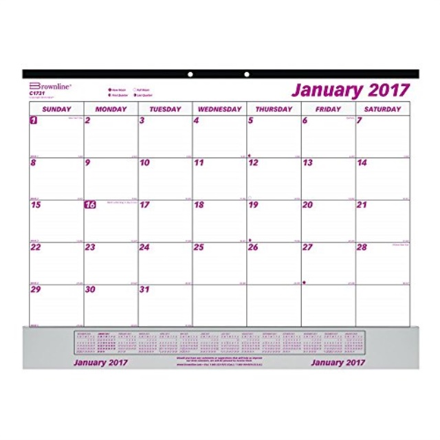 Brownline 2017 Monthly Desk Pad with Clear Vinyl Strip, 22 x 17 inches