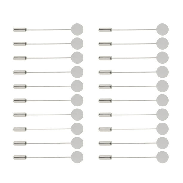 20 Piezas de Pegamento de Disco de Ajuste en Blanco en La Base Del Pasador de Solapa de Pin de Sombrero de Palo DIY Sunnimix Broche de solapa de cuello