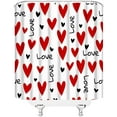 thumbnail image 3 of Valentine''s Day Shower Curtain Romantic Love Red Hearts Modern Simple Happy Holiday Fabric Bathroom Decor Set with Hooks(84" Wx72 H), 3 of 3