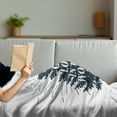 thumbnail image 3 of Saying Soft Flannel Fleece Blanket, Lets Get Lost in the Woods Grunge Style Wording on a Tree Nature Sayings, Cozy Plush for Indoor and Outdoor Use, 60" x 80", Dark Night Blue White, by Ambesonne, 3 of 5