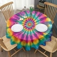 thumbnail image 3 of Rainbow Tie Dye Radial Pattern Round Tablecloth 60"x60",Wrinkle Wipeable Table Cloth for Kitchen Dining Room Picnic Patio Party, 3 of 6