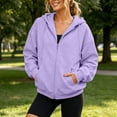 thumbnail image 4 of Stamzod Fall Fashion Clothing Zip Up Hoodie Women Drop Shoulder Long Sleeve Hooded Sweatshirt Casual Loose Hoodies Jackets Purple-4 M, 4 of 9