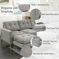 thumbnail image 6 of 110.6" L-Shape Convertible Sectional Sofa with Movable Ottoman, Velvet Modular Couch with Side Pocket and Nailhead, 5 Seat Modern Upholstered Sofa for Living Room Apartment Office, Light Grey, 6 of 9