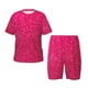 thumbnail image 1 of Balery Rose Red Glitter Conjunto de Pijama Infantil de Manga Corta con Estampado – Ropa de Dormir de Algodón Suave-Small, 1 of 6