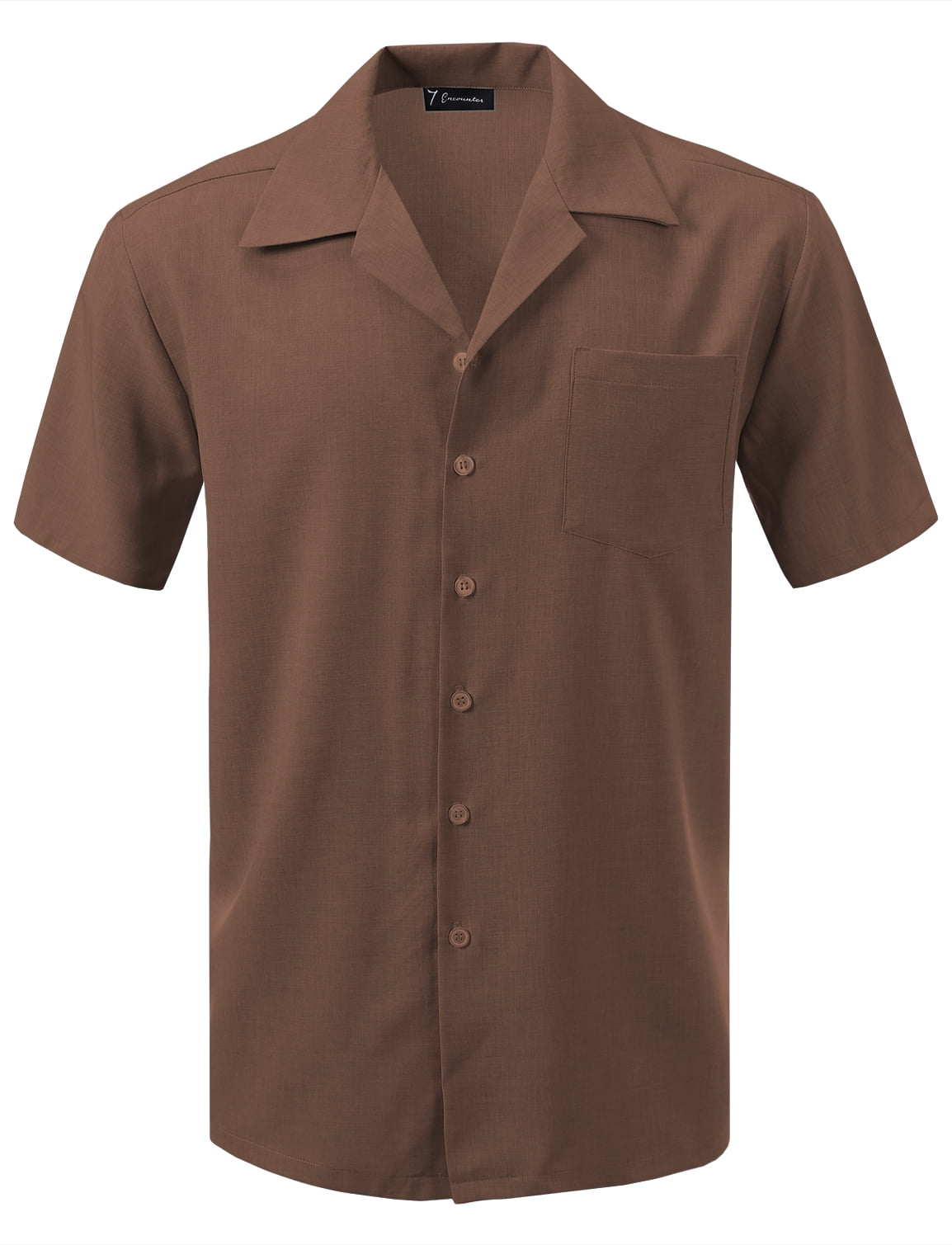 7Encounter Men's Camp Dress Shirt Brown Size L - Walmart.com