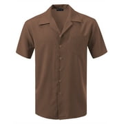 7Encounter Men's Camp Dress Shirt Brown Size L