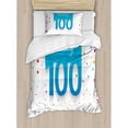 thumbnail image 3 of 100th Birthday Duvet Cover Set King Size, Birthday Party Wish for 100 Years Old with Colorful Dots Happiness Image, Decorative 3 Piece Bedding Set with 2 Pillow Shams, Multicolor, by Ambesonne, 3 of 3
