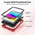 thumbnail image 5 of SZPSGC Kids Friendly iPad Case for iPad (A16) 11th Generation 11 Inch (2025), iPad 10th Generation 10.9 Inch (2022), Fully-Body Rugged Heavy Duty Shockproof Protective Case with Kickstand, Red, 5 of 8