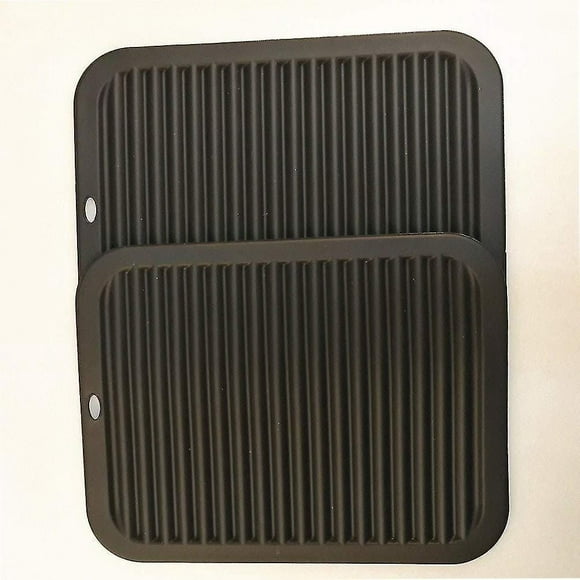 Flexible and Durable Silicone Trivets Mat - Set of 2, Non-Slip, Waterproof - Perfect for Pot Holder and Drying, Dishwasher Safe - 9"x12" Black