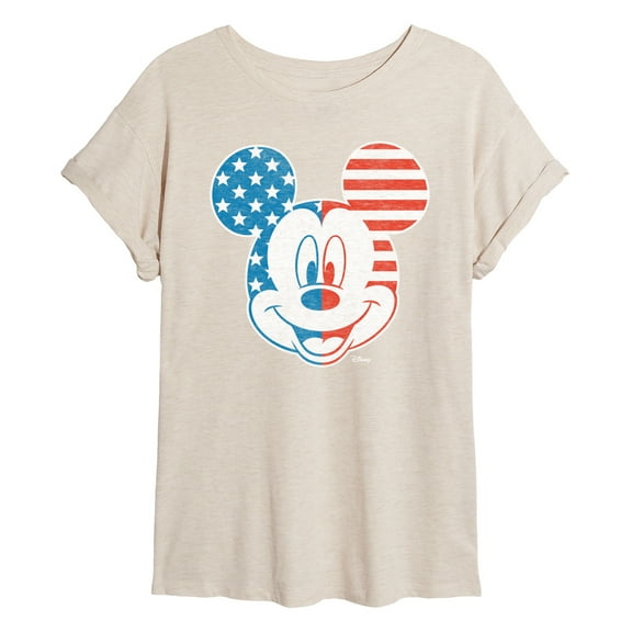 Disney - Mickey Face Stars And Stripes - Women's Oversized T-Shirt