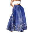 thumbnail image 2 of Blue Womens Long Skirts Women Floral Print Skirt High Waist Party Beach Pocket Long Maxi Skirt Skirts for Women, 2 of 6