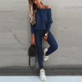 thumbnail image 1 of Ladies Womens Two Piece Outfit Long Sleeve One Shoulder Pullover Tops And Long Pants Tracksuit, 1 of 3