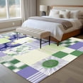thumbnail image 5 of Spring Floral Checkered 5'x7' Area Rug, Sage Green Purple Buffalo Plaid Washable Non-Slip Soft Rugs, Low-Pile Large Carpet for Living Room Bedroom Dining Room, Non-Shedding Accent Rug, 5 of 9