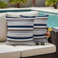 thumbnail image 2 of Outdoor Pillow Covers 26x26 Set of 2, Grey Navy Blue Striped Waterproof Patio Throw Pillow Covers for Couch Sofa Chair, Farmhouse Stripes Modern Abstract Art Decorative Pillowcases for Throw Pillows, 2 of 9