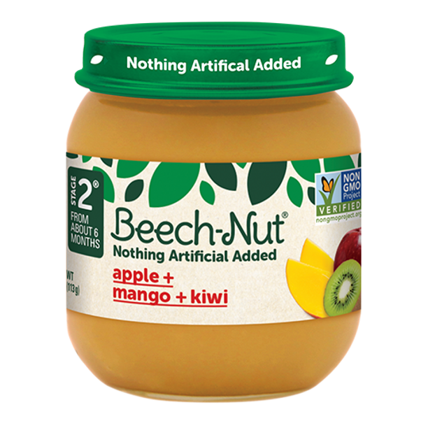 (10 Jars) BeechNut Baby Food Jar, Stage 2, Apple, Mango & Kiwi, 4 oz