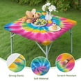 thumbnail image 4 of Rainbow Tie Dye Mandala Pattern Square Fitted Tablecloth with Elastic Edge,Square Table Cover,Washable Elastic Table Cover for Home Kitchen Party Decor 36"x36", 4 of 6