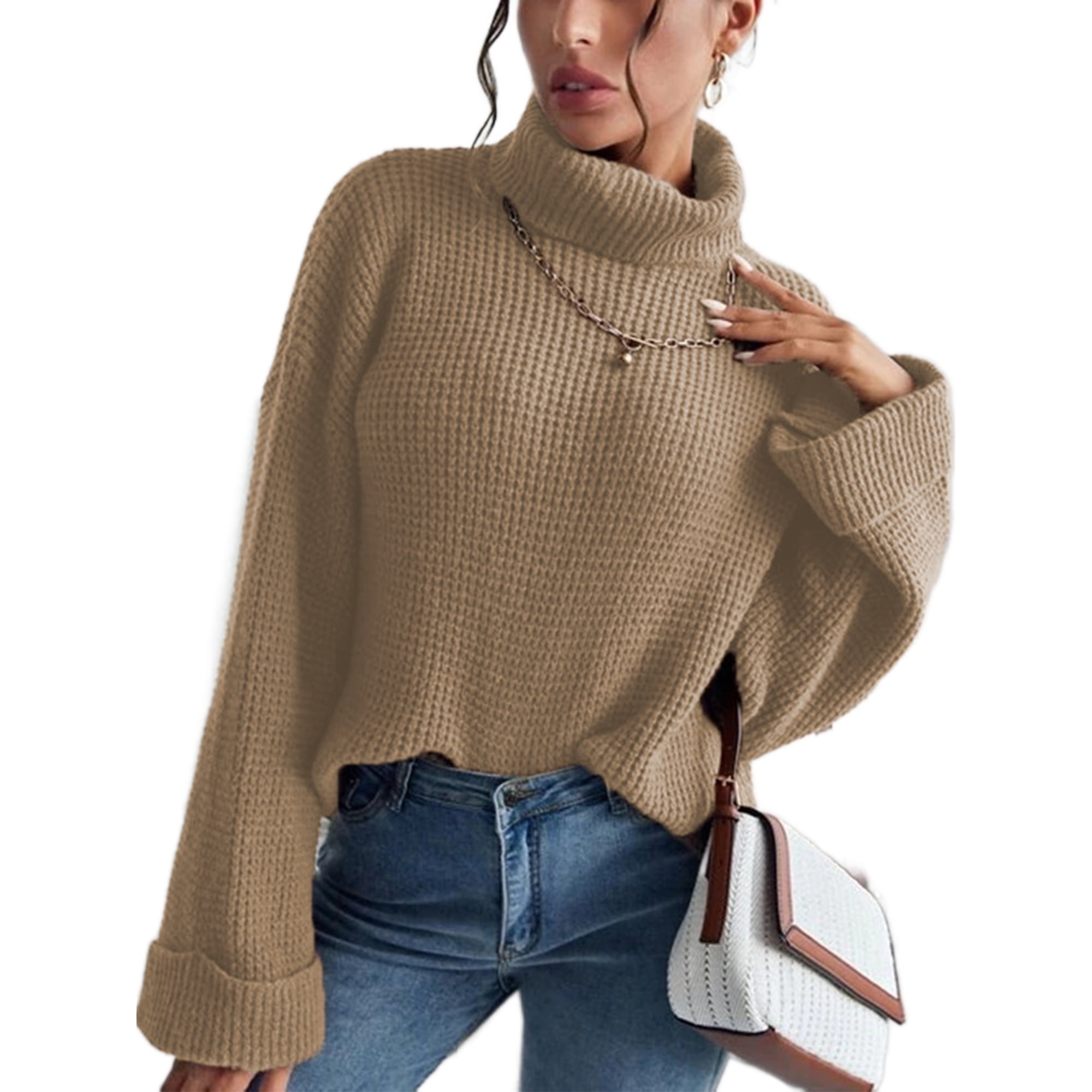 https://www.walmart.com/ip/Grianlook-Ladies-Jumper-Tops-High-Neck-Knitted-Sweaters-Long-Sleeve-Sweater-Women-Cozy-Pullover-Loose-Winter-Warm-Khaki-S/1145676175