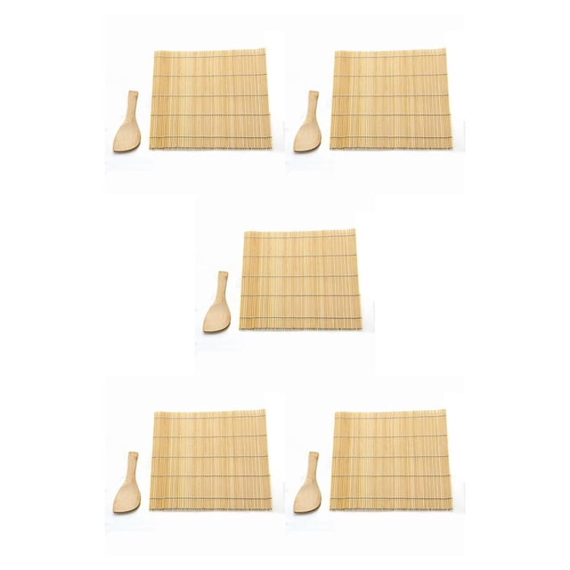 Cateissary Rolling Mat Washable Sushi Making Tools Flat Maker Roll Set Roller Bamboo Supplies Kitchen Pad Mold for Beginners 24x24cm No.1 5piezas Cateissary CBP254438