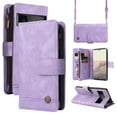 thumbnail image 1 of SaniMore Case for Google Pixel 7A 6.1" 2023, PU Leather Zipper Wallet Cover [RFID Blocking] Card Slot Magnetic Clsap Flip Folio Wrist/Crossbody Strap Kickstand Full Protective Cover, Purple, 1 of 17