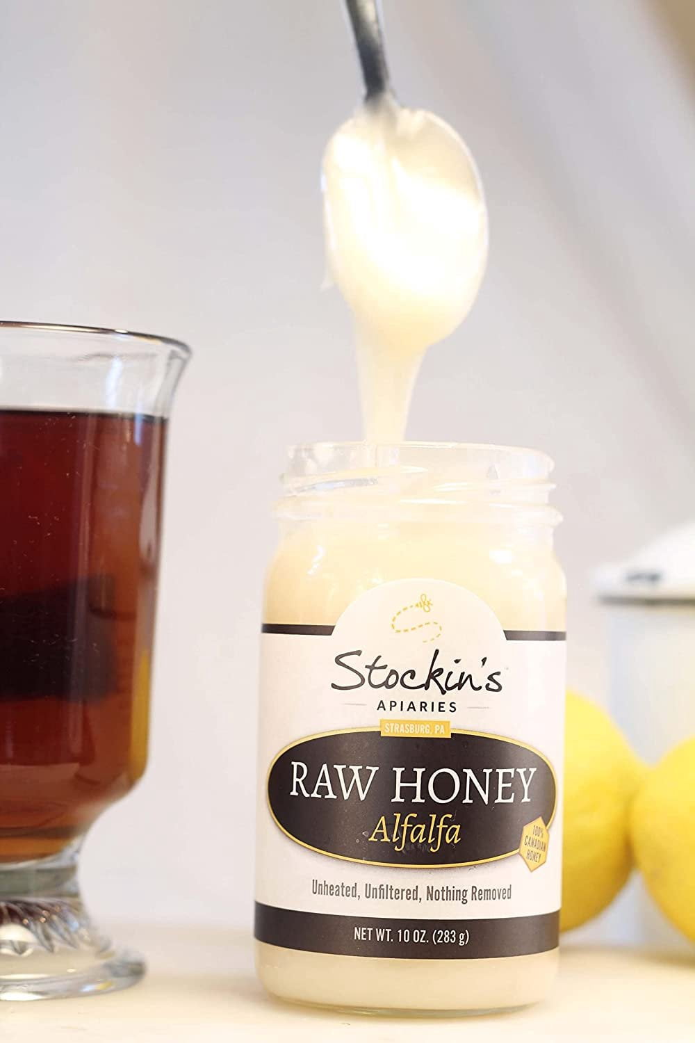 Stockin's Apiaries Raw Alfalfa Honey, Unheated, Unfiltered, & Nutritious, 17 Oz.