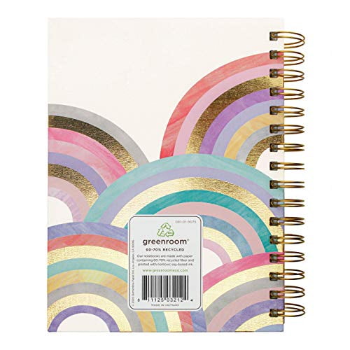 Assorted Rainbow Greenroom Hard Cover Spiral Lined Journal 6'' X 8.25'' includes 320 pages and Presiential Stylus Pen 
