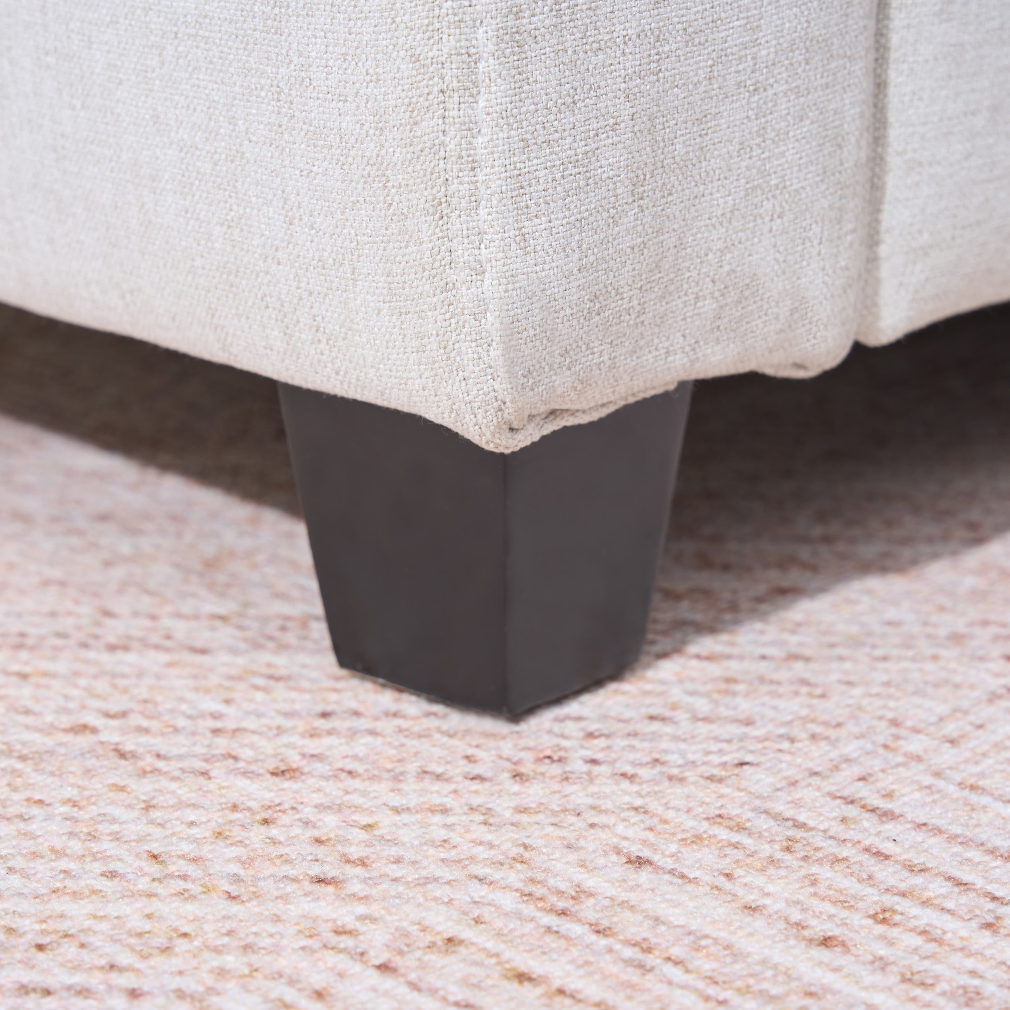 Aukfa 48" Storage Ottoman Bench,Faux Linen End of Bed Bench for Living Room, Bedroom, Entryway,Beige