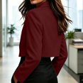 thumbnail image 6 of Guieoi Fall Blazer for Women Long Sleeve Cropped Notched Lapel Hidden Buttons Business Casual Office Jacket with Shoulder Pads And Lining Red L, 6 of 7