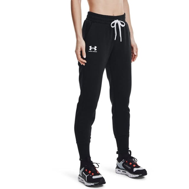 Forro polar Joggers Under Armour Rival para mujer, color negro y blanco, 3X