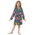 thumbnail image 6 of FORMRS Niños Bathrobe Unisex Hooded Robe Soft Plush Pajamas Sleepwear, Size 2-3T, Yellow Floral Flamingo, 6 of 7