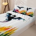 thumbnail image 3 of Metsweet Jungle Dragon Zipper Twin Comforter Sets with Fitted Sheet and 2 Pillowcases, Watercolor Gradient Zipper Bedding Set, Black Orange Blue,4-Piece, 3 of 6