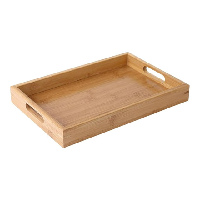 Bandejas rectangures de bambú para servir ptos para , café, té, bebida cocina, decoración del hogar 35x22x4cm Sunnimix Bandeja de servir