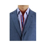DTI BB Signature Men's Two Button Linen Blazer Modern Fit Jacket Blue Check