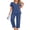 Grey-Blue, variant on Fantaslook Womens Pajamas Sets V Neck Buttons Short Sleeve Top and Pant with Pockets Lounge Wear Set Outfits