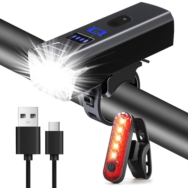 LEEYNEER Bike Lights 1500mAh USB Rechargeable Bicycle Lights 5 Modes Super Bright High Lumens Front and Back LED Bike Lights Bicycle Lights Taillight Set for Night Riding Road and Mo