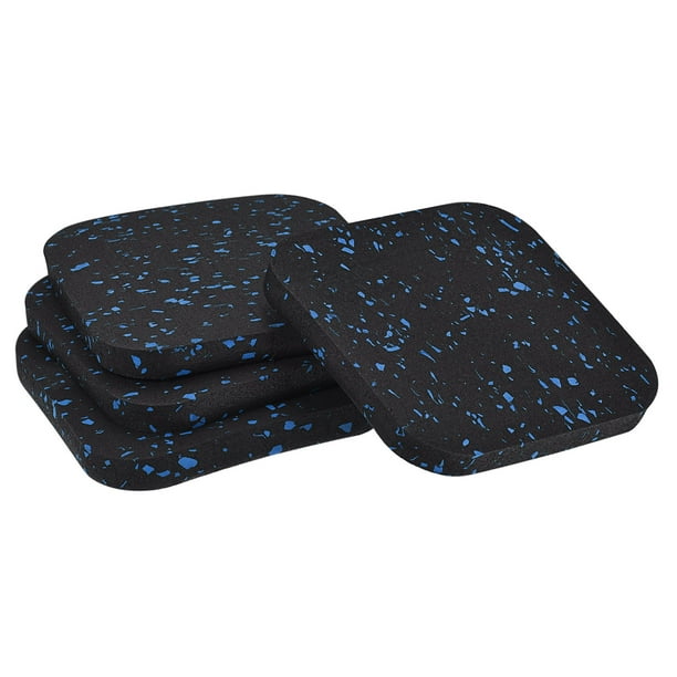 Uxcell Mat de Cinta de Correr-3.9"x3.9" Alfombrilla para Equipos de Ejercicio para Protección del Suelo Reducción de Sonido, Negro Azul Paquete de 4