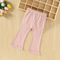 thumbnail image 2 of CPNG Girls Ruffle Leggings Bell Bottom Flare Pants Toddler Baby Girls Solid Color Stretchy Bell Bottoms Trousers(Pink,3-4 Years), 2 of 8