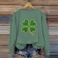 thumbnail image 4 of XIAOCHA Womens Rhinestone Shamrock Print Crewneck Sweatshirt Drop Shoulder Graphic Long Sleeve Pullover Lightweight Daily Wear Sweatshirt, 4 of 6