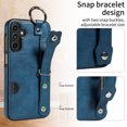 thumbnail image 5 of Allytech Wallet Case for Samsung Galaxy A15, [Card Slot] [Ring Buckle] [Adjustable Wristband with Snap Buckles] Premium PU Leather Kickstand Shockproof Case Cover for Women Men - Blue, 5 of 10