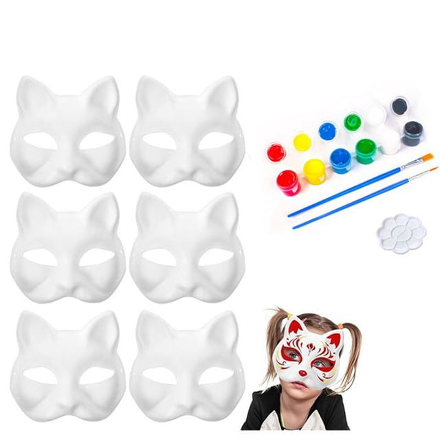 Fiudx Máscara Therian, Máscara de Cosplay de Halloween En Blanco Diy, Máscaras de Fiesta Pintadas a Mano, Disfraz de Mascarada para Adultos, Accesorio de Baile para Discoteca Ktv, Material de Papel R