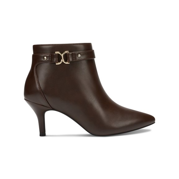 CHARTER CLUB Womens Brown Padded Buckle Accent Ulyssa Pointed Toe Stiletto Zip-Up Dress Booties 5.5 M