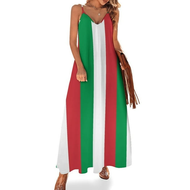 Italia | Vestido sin mangas con bandera italiana, vestidos de mujer, traje de verano para mujer, vestido de fiesta, ropa elegante de lujo para mujer