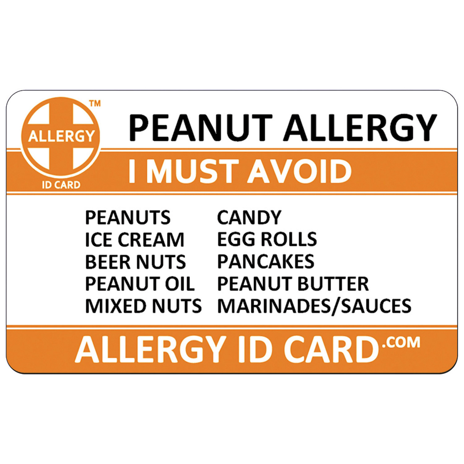 Allergy ID Card Peanut Allergy