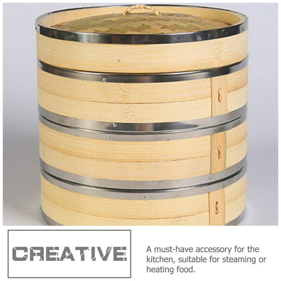 Pretyzoom Bamboo Dumpling Steamer Basket Heating Food Bamboo Kitchen Tools 1Pcs