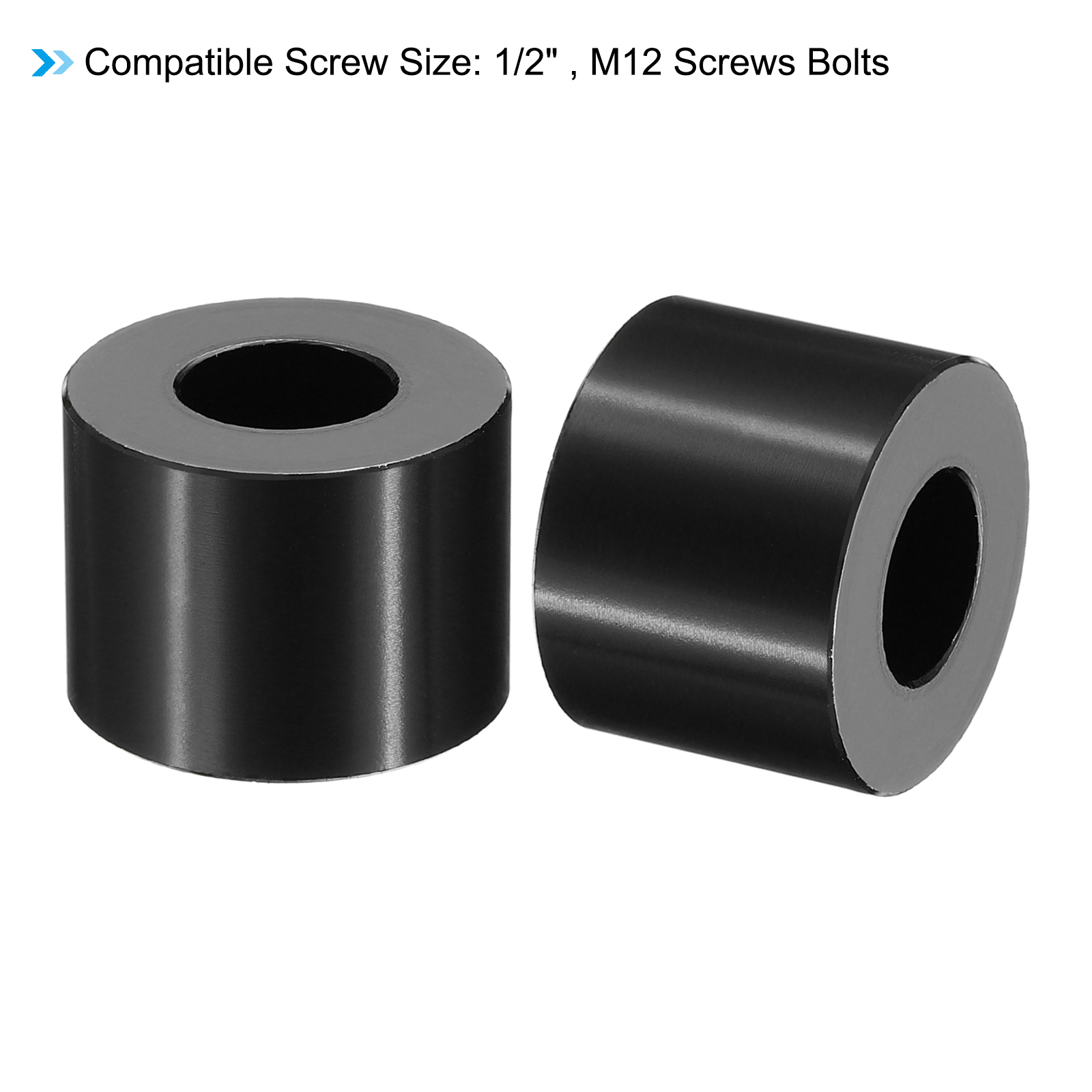 M12 Aluminum Spacers, 10 Pcs Metal Spacer Aluminum 1/2" ID x 1" OD x 3/4" L Standoff for 1/2" or M12 Screw Bolts