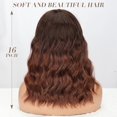 thumbnail image 4 of Short Wavy Wig with Bangs for Women Shoulder Length Bob Curly Women's Charming Synthetic Wigs with Natural Wavy Black To Brown Heat Resistant Hair for Daily Party Use, 4 of 7