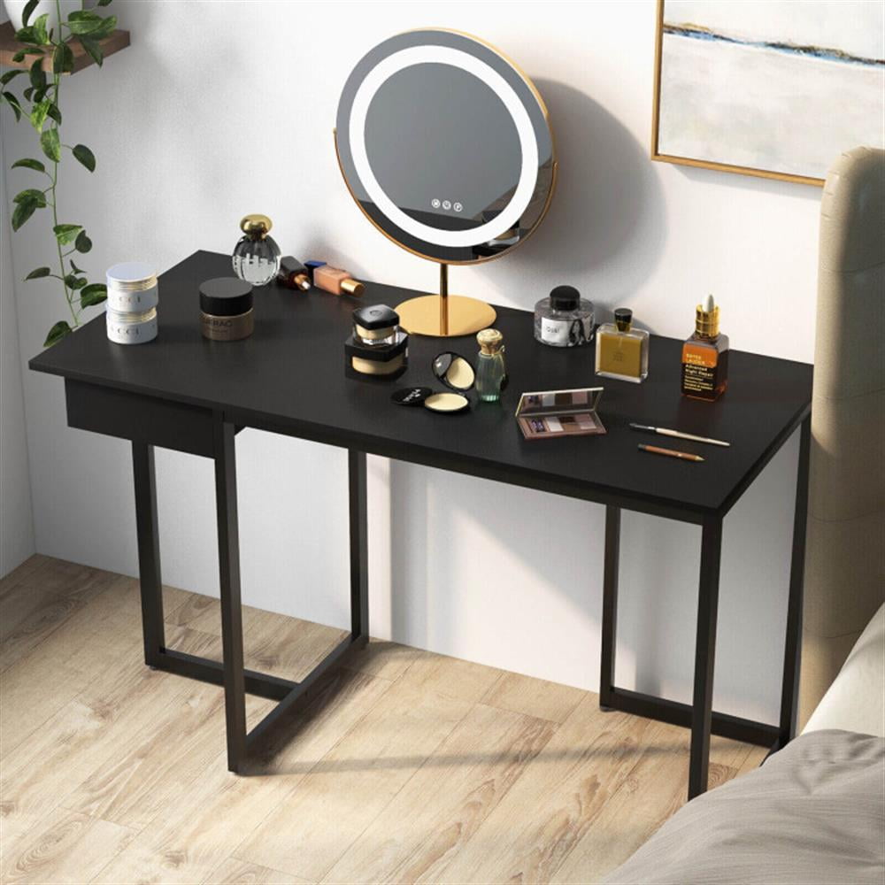 Demi Bonn 48" Computer Desk with Metal Frame and Adjustable Pads, Small Home Office Desk Study Writing Table, Black